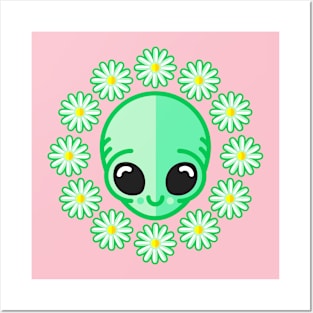 Happy Alien Daisy Posters and Art